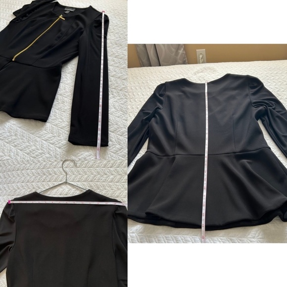Frank Lyman Zip Front Peplum Hem L/S Black Jersey Jacket Size 10 MadeInCanada! - Picture 11 of 15